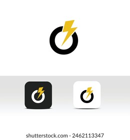 Letter O Electric Logo - Thunder,Lightning,flash,voltage,charge and electricity logo design idea - Alphabetic or font logo for letter O