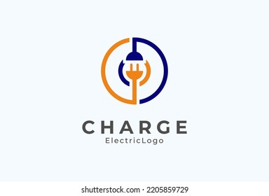 Letter O Electric Plug Logo, Letter O and Plug combination, flat design logo template element, vector illustration