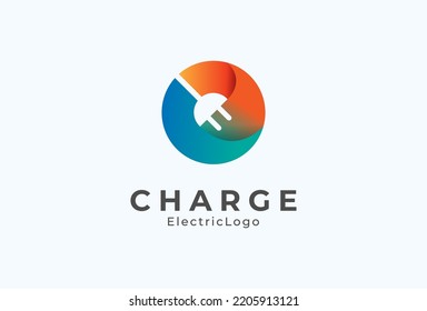 Letter O Electric Plug Logo, Letter O and Plug combination with gradient colour, flat design logo template, vector illustration