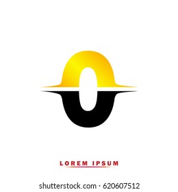 Letter O Elegant typographic black and yellow