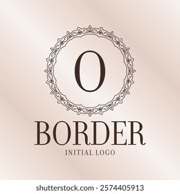 letter O ethnic border initial logo with soft gradient background