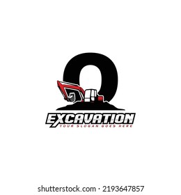 Letter O excavator logo concept template vector.