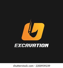 Letter O excavator logo concept template vector.