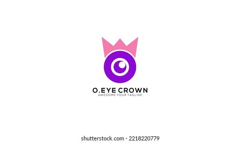 Letter o eye crown logo design vector template