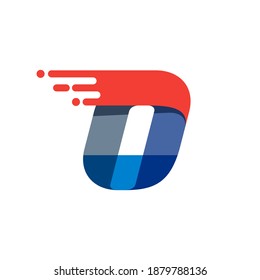logotipo de movimiento de velocidad rápida de la letra O. Fuente oblicua con línea roja para etiquetas de ropa deportiva, afiche de entrega, identidad de carreras, tarjetas de taxi, etc.