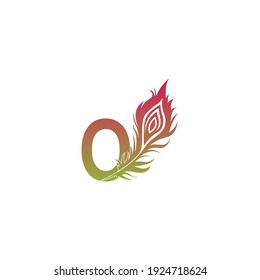 Letter O with feather logo icon design vector illustration