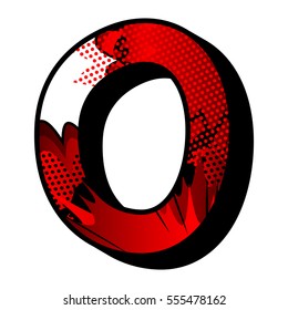 Letter O filled with comic book explosion, background.