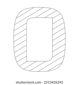 Letter O filled with diagonal stripes running from the top left to the bottom right corner. Kindergarten letter worksheets, coloring the letter O, with various colors as you wish.