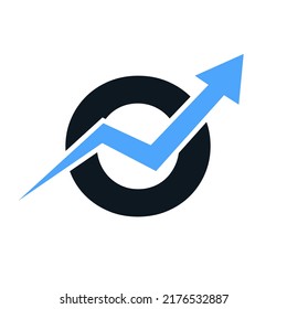 Letter O Financial Logo. Finance and Financial Investment Development Logo Template Concept with Business Growth Arrow