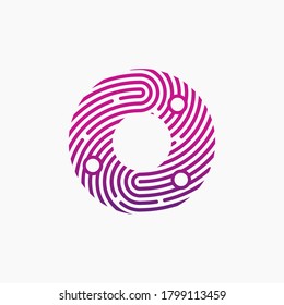 letter O with finger style flat icon.  Logo vector illustrator. Finger print identity vector logo idea