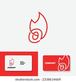 Letter O - Fire flame linear icon. Business, finance, web design.