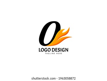 Letter O Fire Logo for Brand or Company, Concept Minimalist.