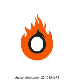 letter O with fire logo vector illustration template design