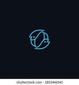 letter O fish logo for animals vector design template