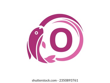 Letter O Fish Logo design. Water Animal icon. Font emblem. Modern vector logotype for business and company identity.