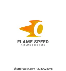 letter O flame speed vector logo design