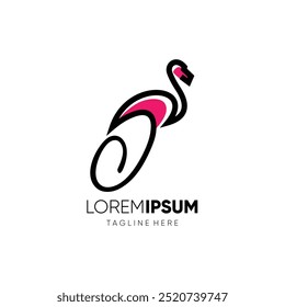 Letra O Flamingo Logo Design Vetor Ícone Gráfico Emblema Ilustração