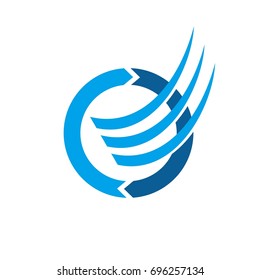 letter o and flow water vector logo.