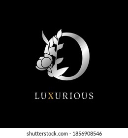 letter O flower leaves decoration for wedding, beauty care logo, personal branding identity, make up artist or any other royal brand and company. luxurious gold and silver color sample in dummy text