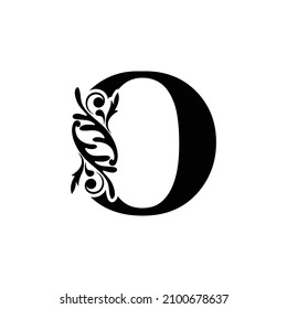letter O. flower  letters. Vintage ornament initial Alphabet. Logo vector 
