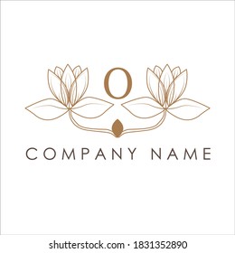 letter o and flower logo on white background
