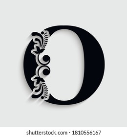 letter O flower  ornament. Vector logo. Monogram alphabet. Beautiful floral capital letters
