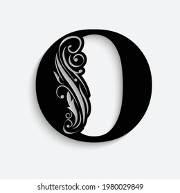 letter O flower  ornament. Vector logo. Monogram alphabet. Beautiful floral capital letters
