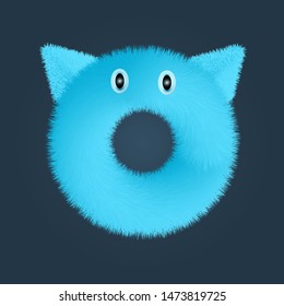 Letter O fluffy logo isolated. Alphabet vector image