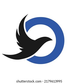 Letter O Flying Bird Logo Template Vector Sign. Dove Bird Logo on Letter O Concept