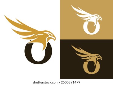  Letter O With Flying Eagle Logo Design Vector Template