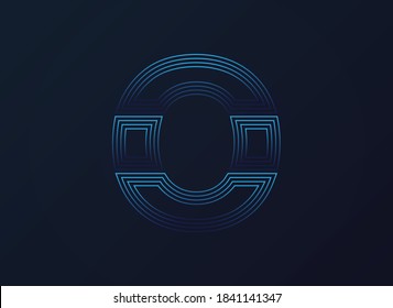 Letra O, diseño de tecnología digital, concepto de red.  Ilustración del vector

