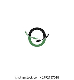 Letter O with fork and spoon logo icon design vector illustration