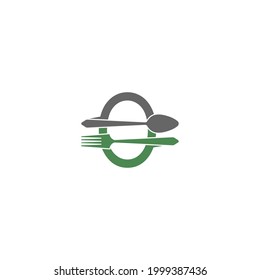 Letter O with fork and spoon logo icon design vector illustration 