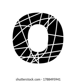 Letter O - fragmented mottled font - isolated, vector illustration