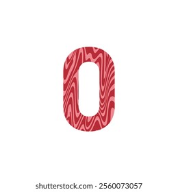 Letter O from fresh raw meat with marble. Vector latin meat alphabet.  Red tenderloin beef meat font for restaurants, butcher shop, farmers market.