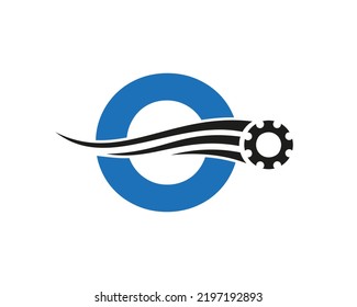 Letter O Gear Cogwheel Logo. Automotive Industrial Icon, Gear Logo, Car Repair Symbol
