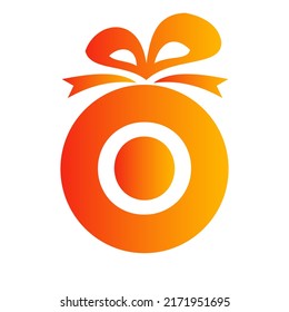 Letter O Gift Box Logo. Giftbox Icon Celebration Logo Element Template