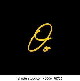 Letter O Gold Cursive Alphabet Handwritten Signature Calligraphy
