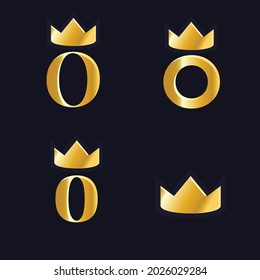 letter o golden color with crown