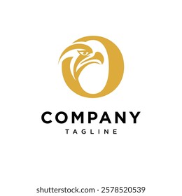 Letter O Golden Eagle Logo Icon Vector