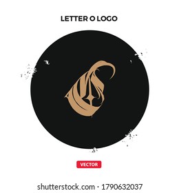 Letter O Gothic Vector logo. Medieval Old Gothic Black Letter Logotype
