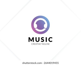 Letter O gradient music logo with headphone for your brand