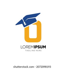 Letter O Graduation Hat Education Logo Design Vector Icon Graphic Emblem Illustration