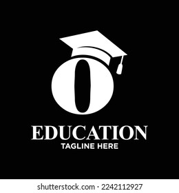 Letter O Graduation Hat Logo Design Template Inspiration, Vector Illustration.