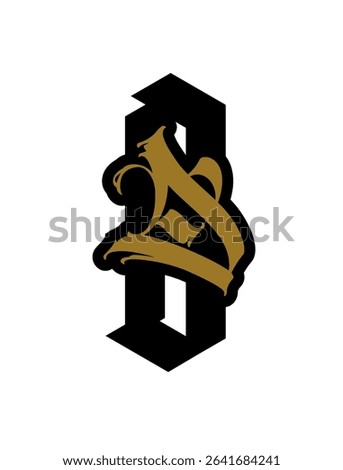 Letter O in graffiti and gothic style. Vector. Graffiti, tag and medieval latin letter. Signs and symbols for design. Calligraphy, lettering and tags. Modern interpretation of gothic.