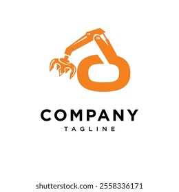 Letter O Grapple Excavator Logo Icon Vector