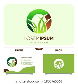 Letter O Grass Logo Design Vector Icon Graphic Illustration