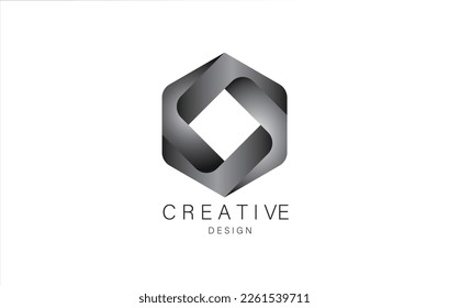 letter O gray alphabet - Letter O hexagonal design. Creative template for companies and businesses.