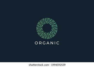 Letter O green color organic twig natural logo