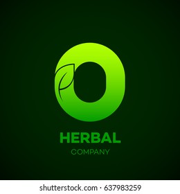 Letter O Green leaf, Herbal, Pharmacy, organic, natural, bio and eco friendly vector illustration